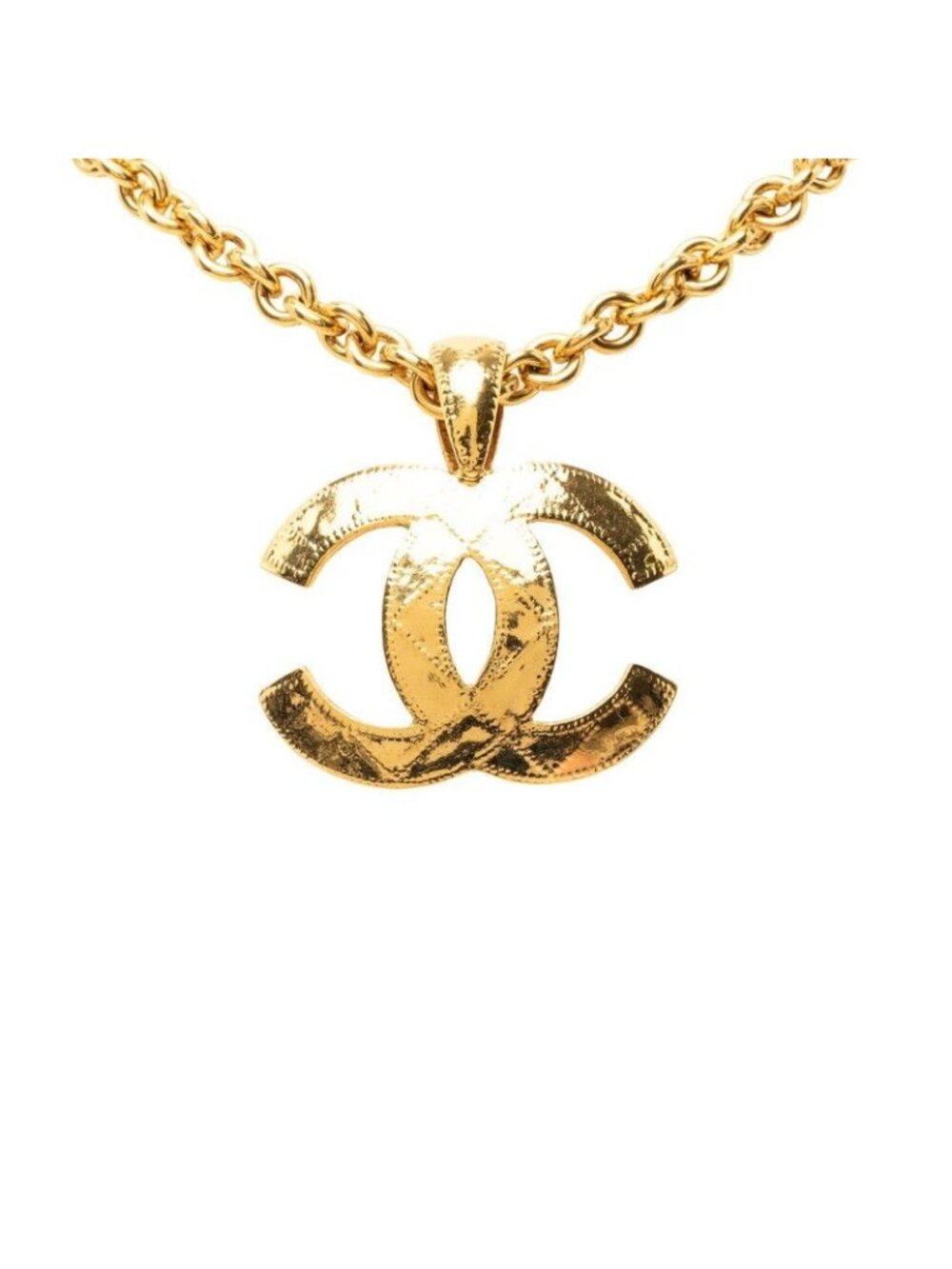 Chanel CC Logo Vintage Long Necklace 94P Gold Plated